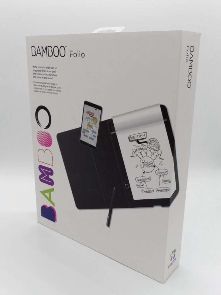 Packaging du bloc note connecté Wacom Bamboo Folio