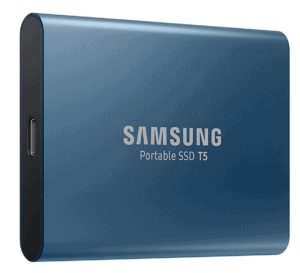 Le SSD externe Samsung T5 en bleu