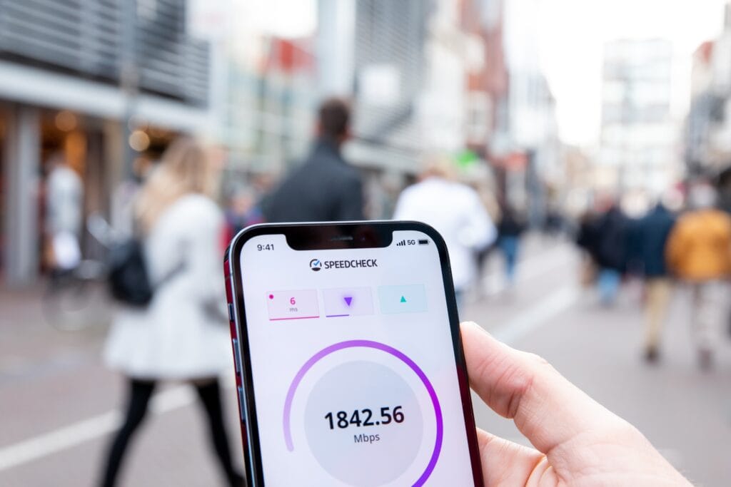 Test de débit en 5G.