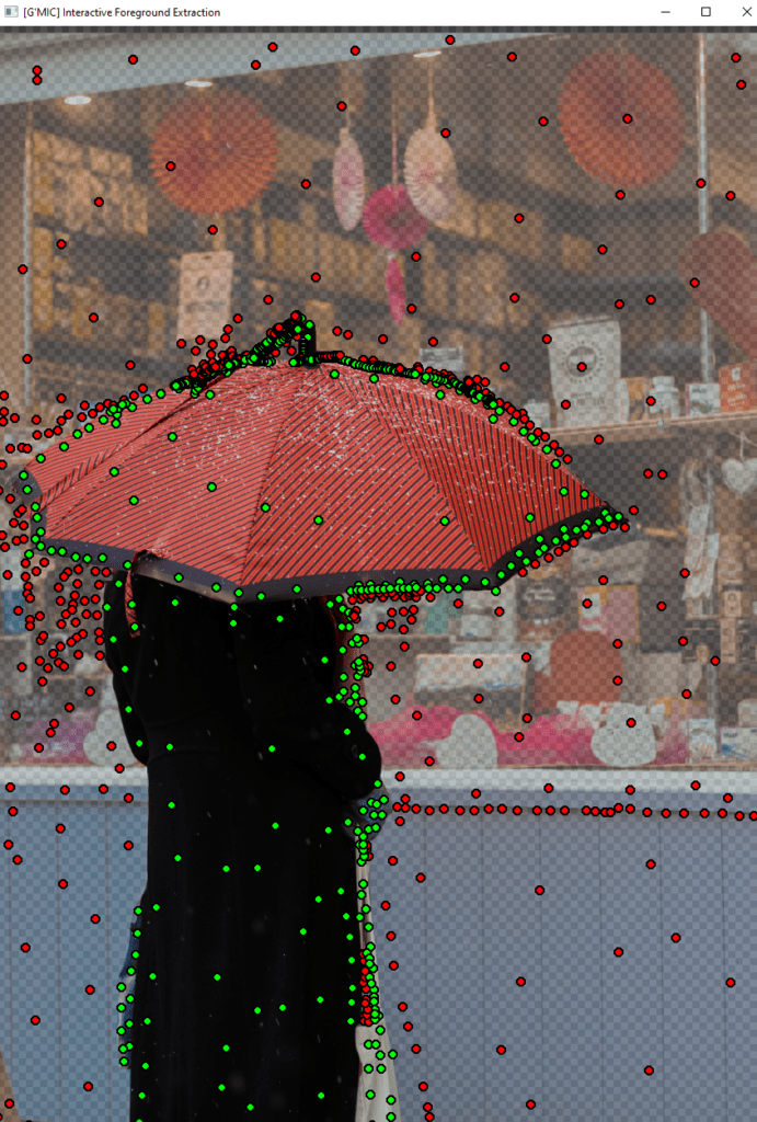 Densification des points de premier plan et d'arrière plan dans G'Mic-Qt, selon le résultat du détourage.